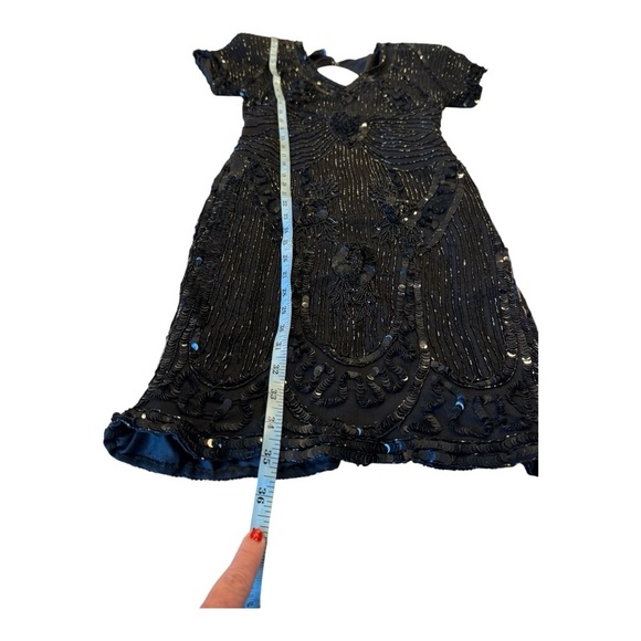 Stenay Vintage 80s Black Silk Beaded Sequin Midi Cocktail Party Small Gatsby - Picture 11 of 16